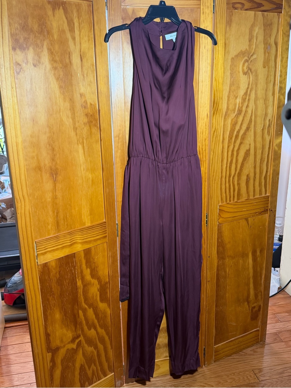 Reiss Sleeveless Burgundy Cowl-Neck Jumpsuit w/Tie Back|Sz 6